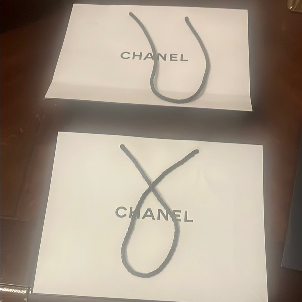 Chanel White Shopping Bags